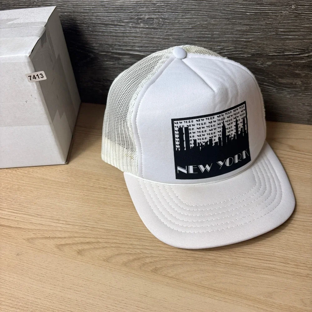 Vintage New York Hat Cap Snap Back White Trucker‎ NYC Adjustable